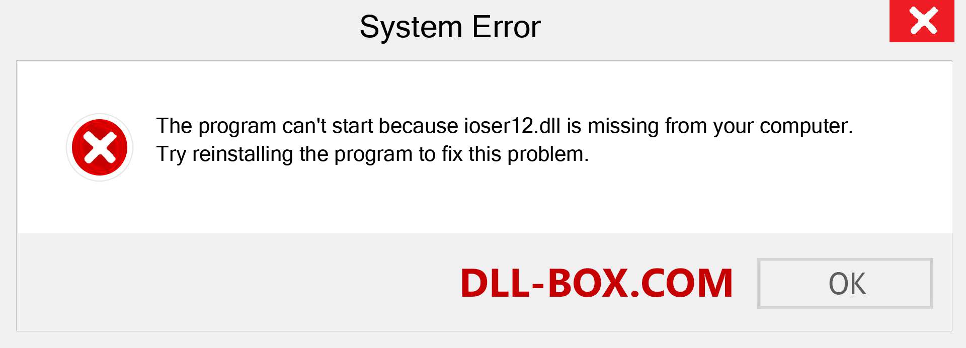  ioser12.dll file is missing?. Download for Windows 7, 8, 10 - Fix  ioser12 dll Missing Error on Windows, photos, images